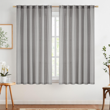 perdele su draperii - Perdele semiopace 145 cm inaltime, 140 cm latime, gri deschis, set 2 bucati