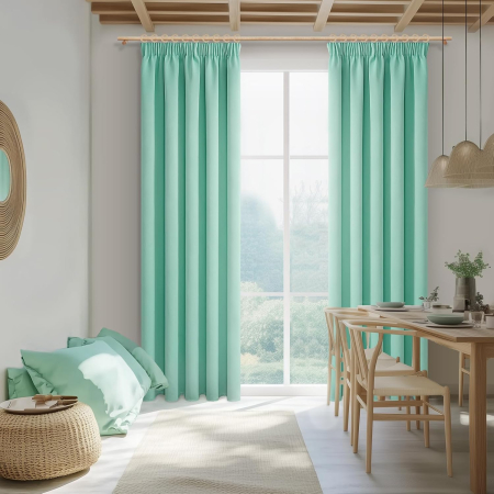 perdele su draperii - Perdele groase 225 cm inaltime, 140 cm latime, verde, set 2 bucati