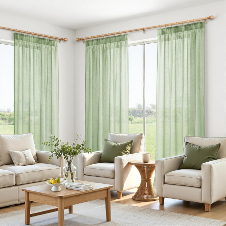 Perdele semitransparente voal verde 220x140 cm set 2 bucati [5]