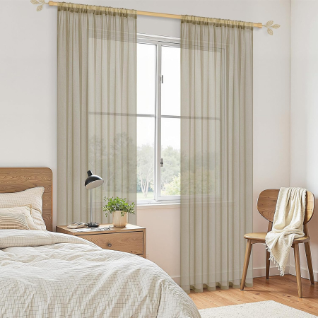 Perdele semitransparente voal bej 137x140 cm set 2 bucati [6]