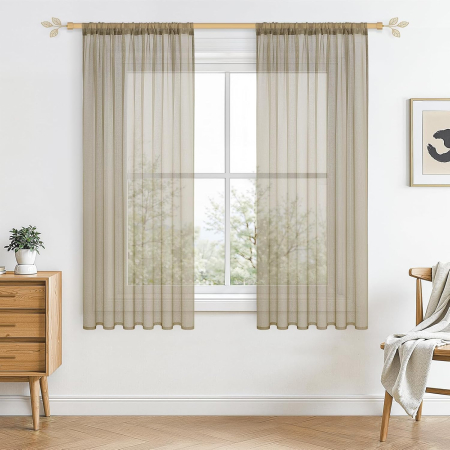 perdele su draperii - Perdele semitransparente voal bej 137x140 cm set 2 bucati