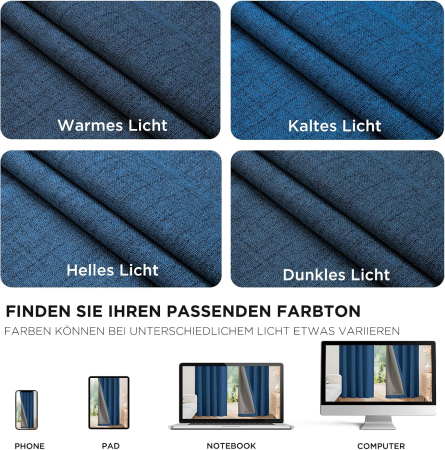 Perdele termice groase 137 cm inaltime, 117 cm latime, albastru inchis, set 2 bucati [17]