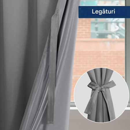 Perdele termice groase 175 cm inaltime, 140 cm latime, set 2 bucati, gri [3]