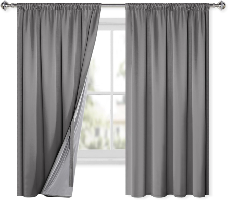 Perdele termice groase 175 cm inaltime, 140 cm latime, set 2 bucati, gri [1]