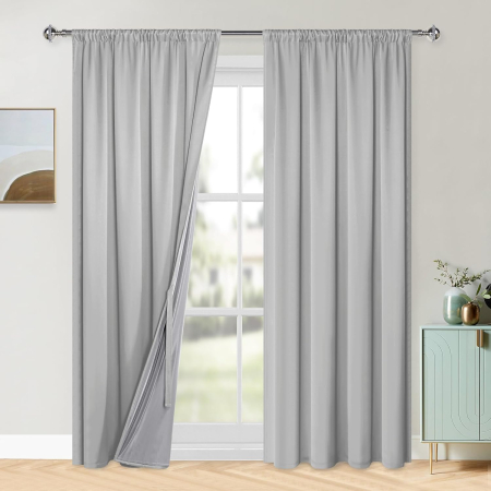 Perdea termica groasa 220 cm inaltime, 140 cm latime, set 2 bucati, gri [1]