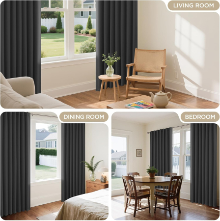 Perdele termice groase 175 cm inaltime, 140 cm latime, set 2 bucati, negre [6]