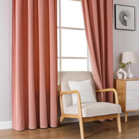 Perdele termice groase 244 cm inaltime, 132 cm latime, set 2 bucati, Roz [2]