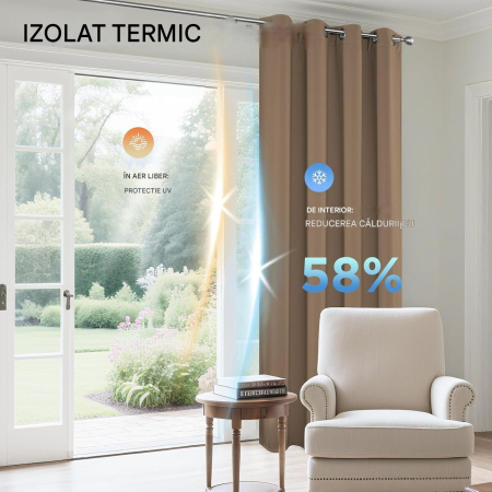 Perdele termice groase 260 cm inaltime, 140 cm latime, set 2 bucati Maro [4]