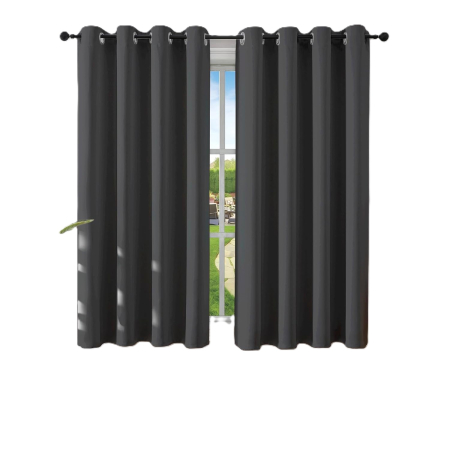 perdele su draperii - Perdele termice groase 158 cm inaltime, 132 cm latime, gri inchis, set 2 bucati