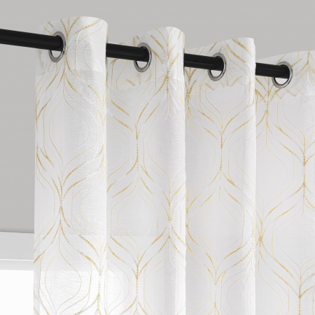 Perdele semi-transparente din dantela cu model diamant 140x225 cm set 2 bucati [3]