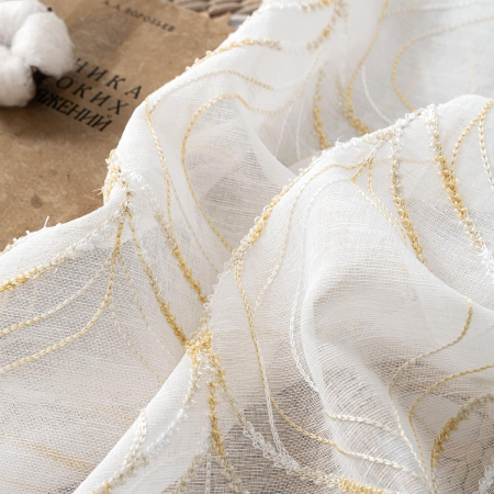 Perdele semi-transparente din dantela cu model diamant 140x225 cm set 2 bucati [5]