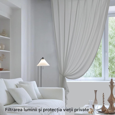 Perdele semi-transparente din dantela Gri H145x140L cm set 2 bucati [1]