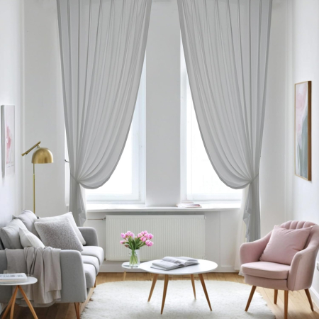 Perdele semi-transparente din dantela Gri H145x140L cm set 2 bucati [8]