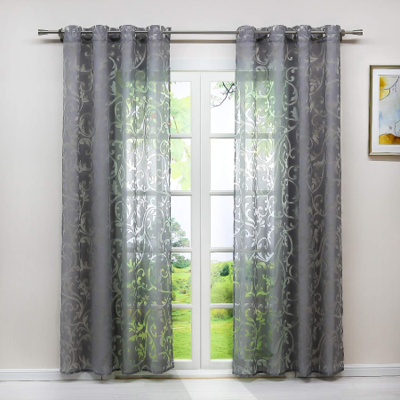 perdele su draperii - Perdele transparente din dantela Gri, lățime x înălțime 140x145 cm