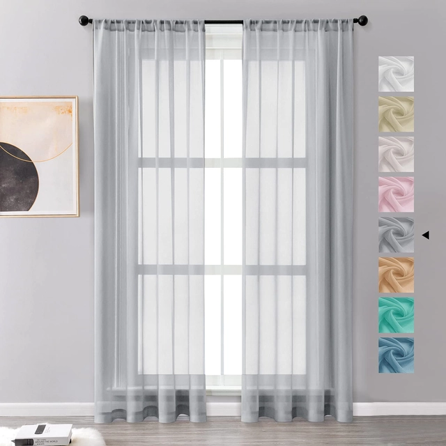 perdele su draperii - Perdele transparente din dantela Gri 245x140 cm set 2 bucati