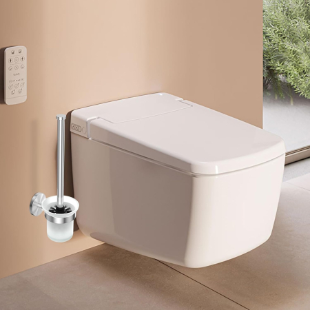 Perie de toaleta cu suport de sticla pe perete, fara gaurire [1]