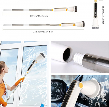 Perie electrică de curățare cu acumulator, 7 capete, maner extensibil [4]