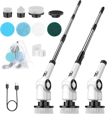 Produse curatare exterior auto - Perie electrică de curățare cu acumulator, 7 capete, maner extensibil