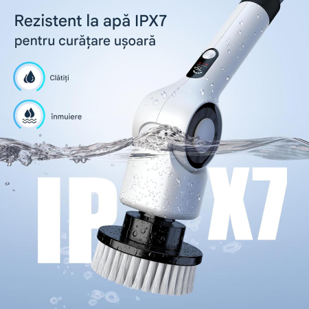 Perie electrică de curățare cu acumulator, 7 capete, maner extensibil [4]