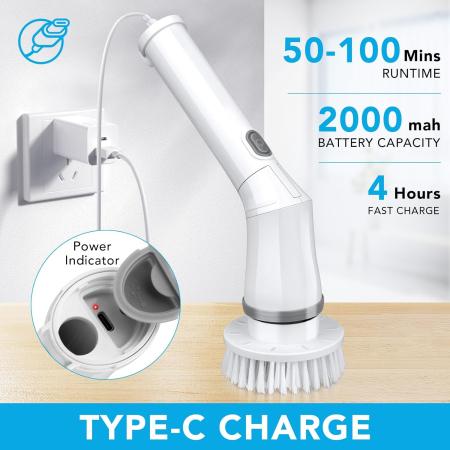Perie electrică de curățare cu acumulator, 7 capete, maner extensibil [5]