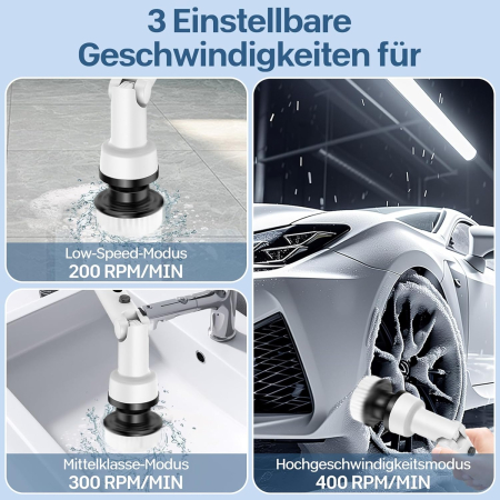 Perie electrică de curățare cu acumulator, 107 capete, maner extensibil [5]