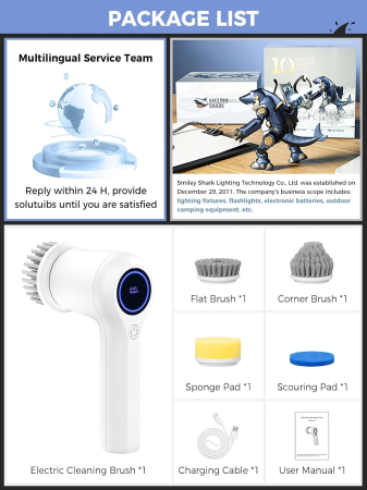 Perie electrică de curățare reincarcabila, IPX7 impermeabilă cu ecran LED, 4 capete [7]