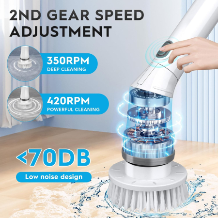 Perie electrică de curățare cu acumulator, 7 capete, maner extensibil [1]