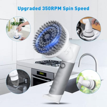 Perie electrica de curatat de mana cu 6 capete, impermeabila, cu acumulator cu LED-uri [2]