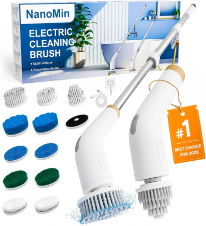 Produse curatare exterior auto - Perie electrică de curățare 13 în 1 cu mâner extensibil, set 11 perii