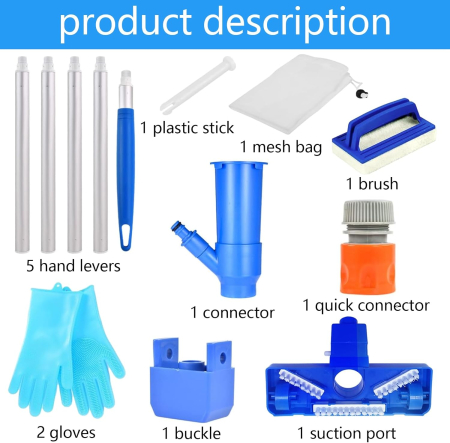 Aspirator de piscina cu segmente de tije din aluminiu si perii [2]