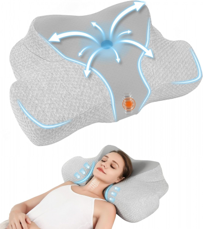 perini - Perina ergonomica din spuma cu memorie si protectie detasabila, lavabila 64 x 39 x 13 cm