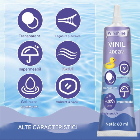 Kit de reparare piscina, solutie adeziva 60 ml, petece tranaparente [4]