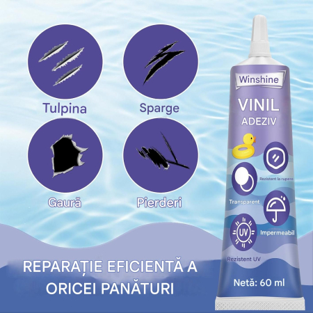 Kit de reparare piscina, solutie adeziva 60 ml, petece tranaparente [1]