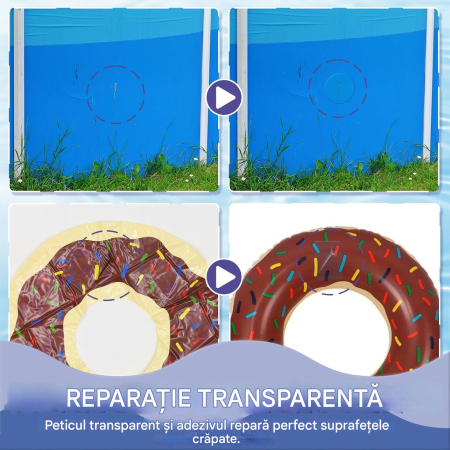 Kit de reparare piscina, solutie adeziva 60 ml, petece tranaparente [3]