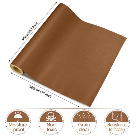 Petice autoadezive pentru reparare piele artificiala 40x300cm maro deschis [4]