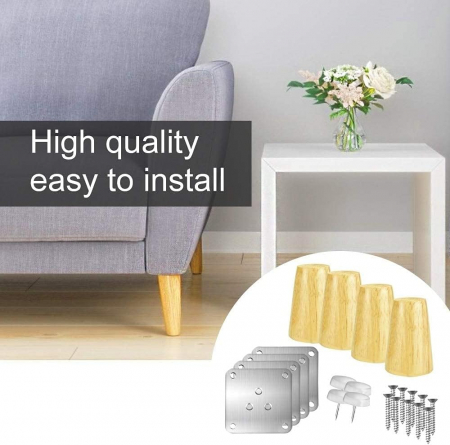 Picioare din lemn pentru mobilier 4 bucati cu accesorii [3]