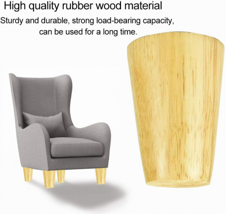 Picioare din lemn pentru mobilier 4 bucati cu accesorii [4]