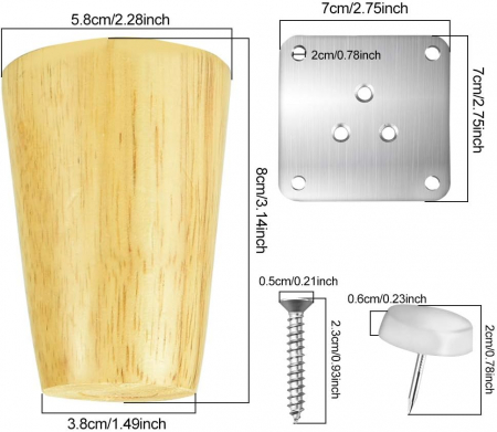 Picioare din lemn pentru mobilier 4 bucati cu accesorii [2]