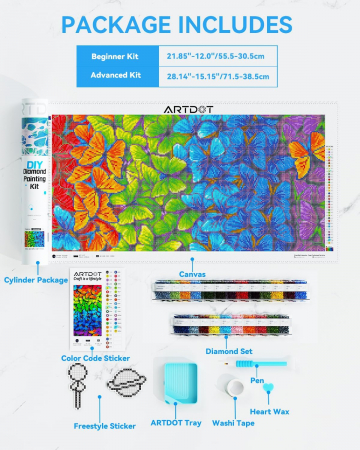 Pictura cu diamant 5D FLUTURI MULTICOLORI 25x50cm set artizanat [5]