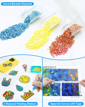 Pictura cu diamant 5D FLUTURI MULTICOLORI 25x50cm set artizanat [4]