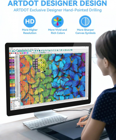 Pictura cu diamant 5D FLUTURI MULTICOLORI 25x50cm set artizanat [1]