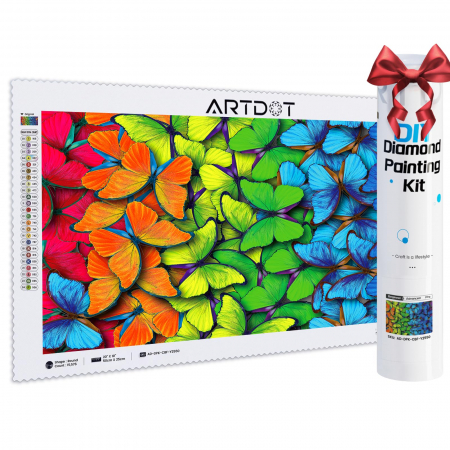 PICTURA - Pictura cu diamant 5D FLUTURI MULTICOLORI 25x50cm set artizanat