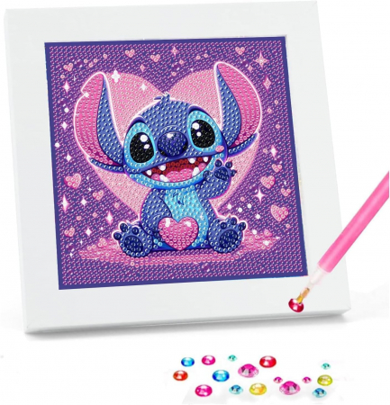 PICTURA - Pictura cu diamante 5D cu rama de lemn 17x17 cm-Stitch