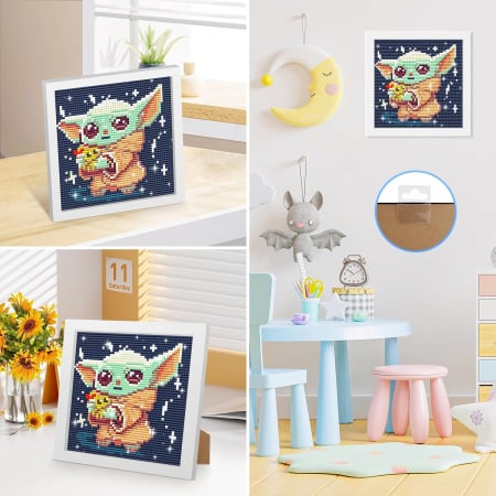 Pictura cu diamante 5D cu rama de lemn 18x18-YODA [5]