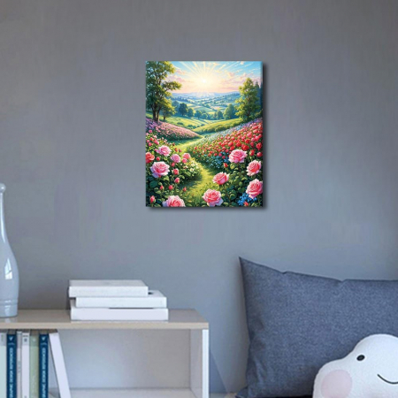 Pictura pe panza numerotata 40x50 cm, vopsea acrilica, pensule, suporti atarnare, "Peisaj" [1]