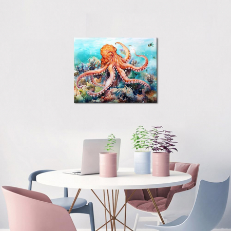 Pictura pe panza numerotata 40x50 cm, vopsea acrilica, pensule, suporti atarnare, "Caracatita" [1]