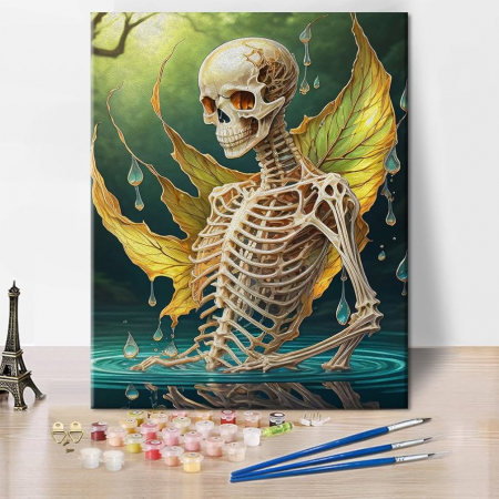 Pictura pe panza numerotata 40x50 cm, vopsea acrilica, pensule, suporti atarnare, "Bones" [1]