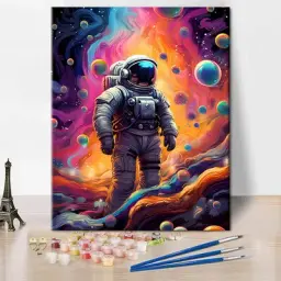 PICTURA - Pictura pe panza numerotata 40x50 cm, vopsea acrilica, pensule, suporti atarnare, "Astronaut"