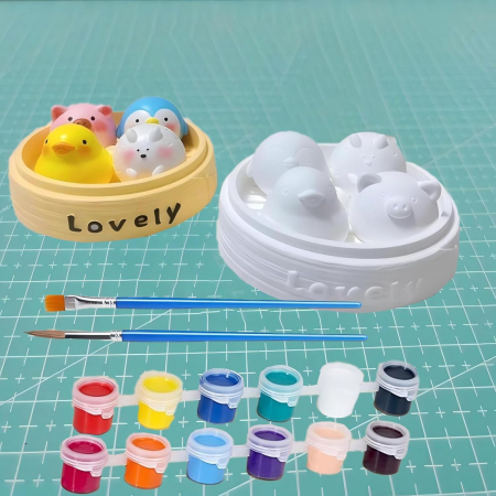 Set 8 animalute cu 2 suporti si accesorii pentru pictura, 12 bucati [4]
