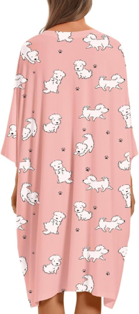 Camasa lejera de somn pentru femei, din material moale, roz cu catei [1]